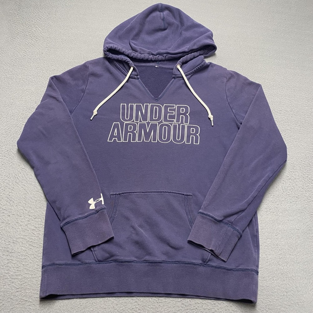 Under Armour Hoodie Sweatshirt Mens‎ Large Blue Fleece Pullover Athletic
